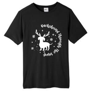 Dachshund Through Snow Christmas Reindeer Dog Mom Xmas Great Gift Tall Fusion ChromaSoft Performance T-Shirt