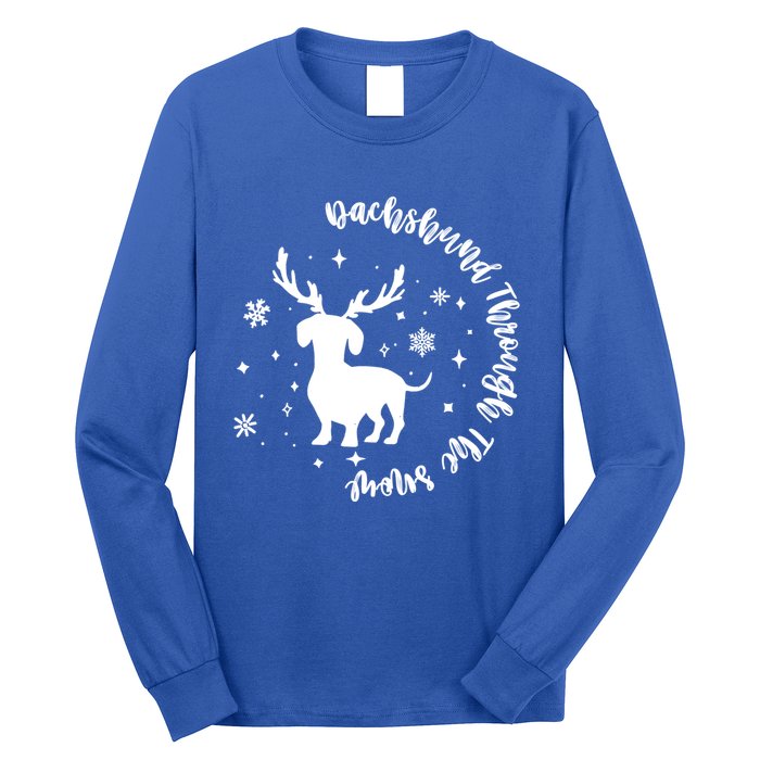 Dachshund Through Snow Christmas Reindeer Dog Mom Xmas Great Gift Long Sleeve Shirt