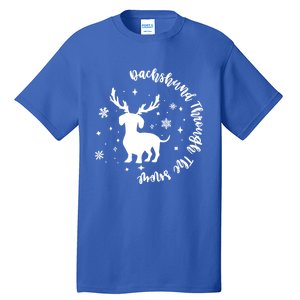 Dachshund Through Snow Christmas Reindeer Dog Mom Xmas Great Gift Tall T-Shirt