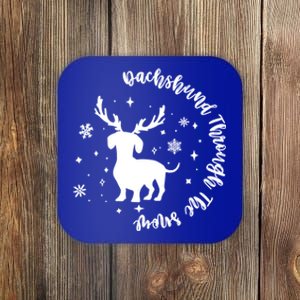 Dachshund Through Snow Christmas Reindeer Dog Mom Xmas Great Gift Coaster