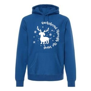 Dachshund Through Snow Christmas Reindeer Dog Mom Xmas Great Gift Premium Hoodie