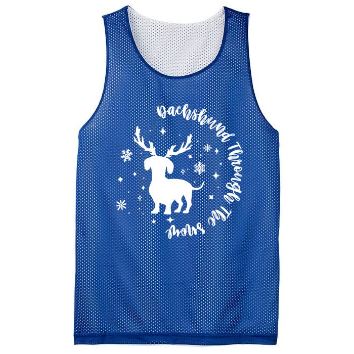 Dachshund Through Snow Christmas Reindeer Dog Mom Xmas Great Gift Mesh Reversible Basketball Jersey Tank