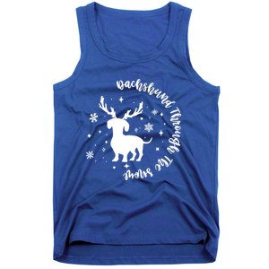 Dachshund Through Snow Christmas Reindeer Dog Mom Xmas Great Gift Tank Top