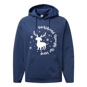 Dachshund Through Snow Christmas Reindeer Dog Mom Xmas Great Gift Performance Fleece Hoodie