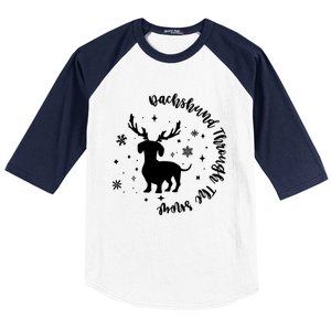 Dachshund Through Snow Christmas Reindeer Dog Mom Xmas Great Gift Baseball Sleeve Shirt