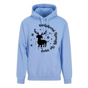 Dachshund Through Snow Christmas Reindeer Dog Mom Xmas Great Gift Unisex Surf Hoodie