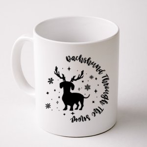 Dachshund Through Snow Christmas Reindeer Dog Mom Xmas Great Gift Coffee Mug