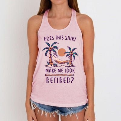 Does This Shirt Make Me Look Retired Funny Retirement Women's Knotted Racerback Tank