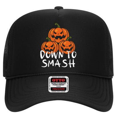 Down To Smash Pumpkin Halloween High Crown Mesh Back Trucker Hat