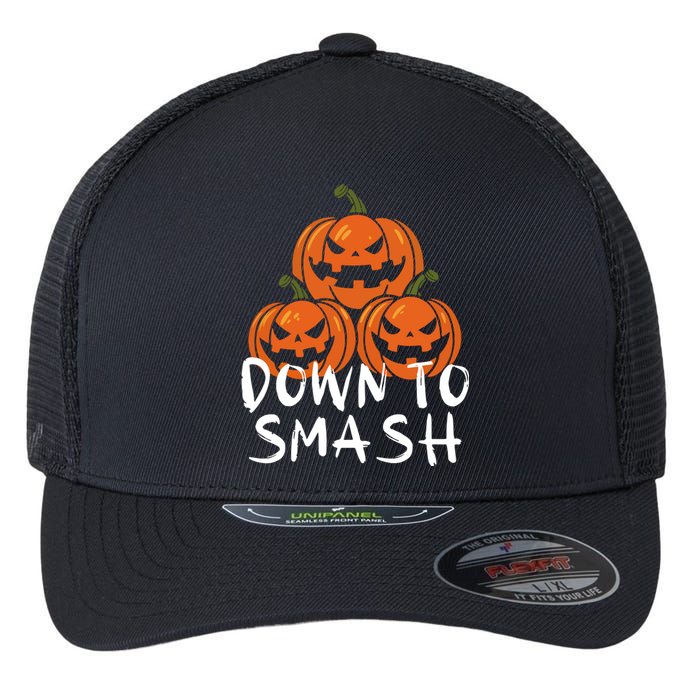 Down To Smash Pumpkin Halloween Flexfit Unipanel Trucker Cap