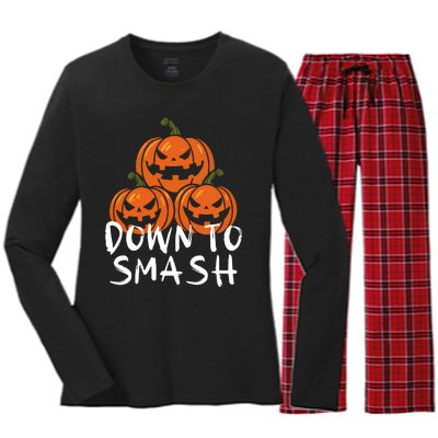 Down To Smash Pumpkin Halloween Women's Long Sleeve Flannel Pajama Set 