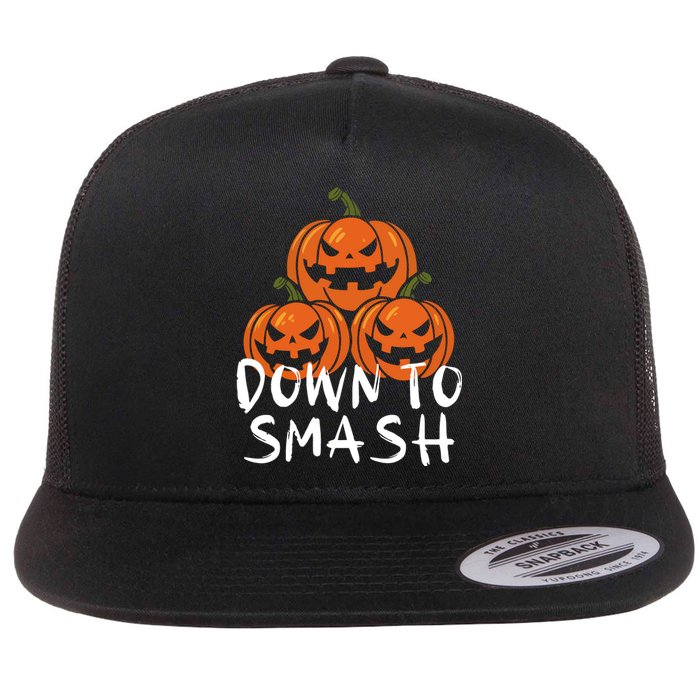 Down To Smash Pumpkin Halloween Flat Bill Trucker Hat