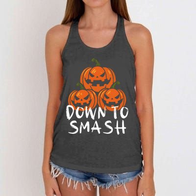 Down To Smash Pumpkin Halloween Women's Knotted Racerback Tank