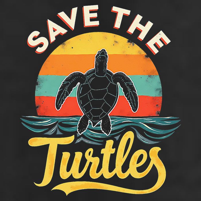 Determined Turtle - Save The Turtles 7 Panel Mesh Trucker Snapback Hat