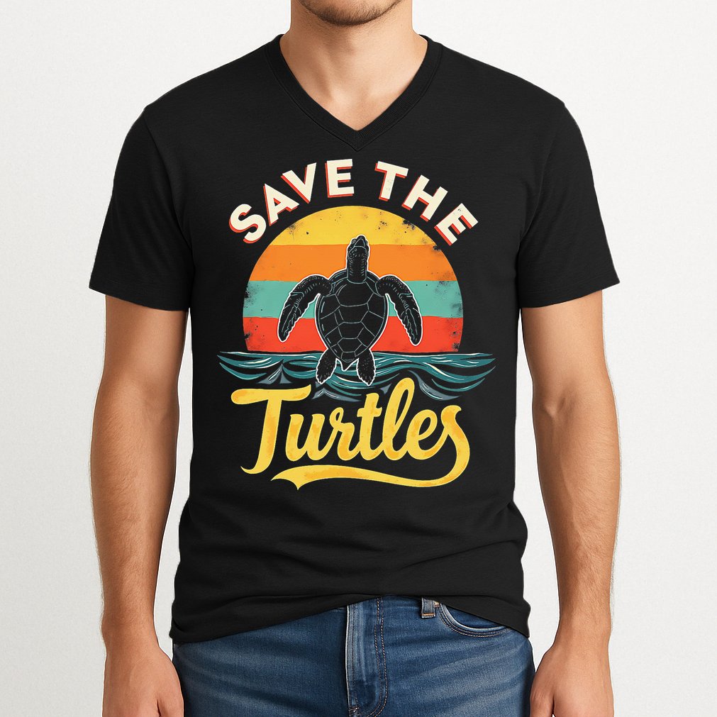 Determined Turtle - Save The Turtles V-Neck T-Shirt