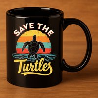 Determined Turtle - Save The Turtles 11oz C Handle Ceramic Mug