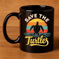 Determined Turtle - Save The Turtles 11oz C Handle Ceramic Mug