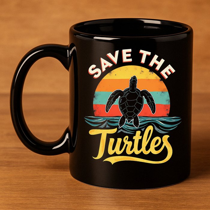 Determined Turtle - Save The Turtles 11oz C Handle Ceramic Mug