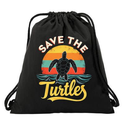 Determined Turtle - Save The Turtles Drawstring Bag