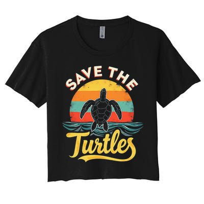 Determined Turtle - Save The Turtles Women's Crop Top Tee