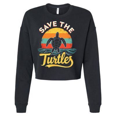Determined Turtle - Save The Turtles Cropped Pullover Crew