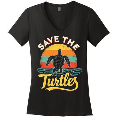 Determined Turtle - Save The Turtles Women's V-Neck T-Shirt