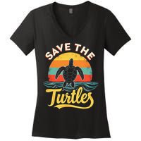 Determined Turtle - Save The Turtles Women's V-Neck T-Shirt