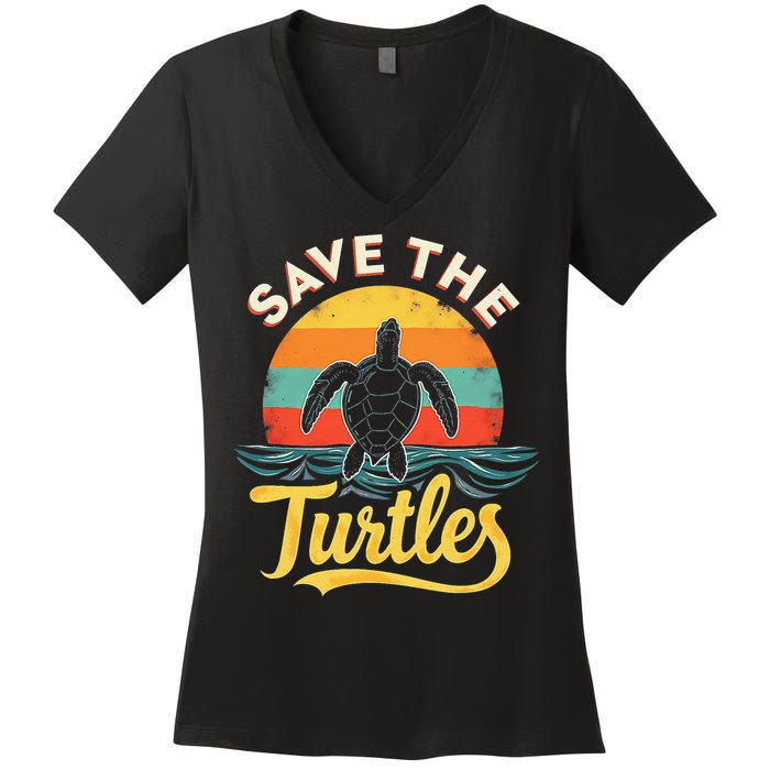 Determined Turtle - Save The Turtles Women's V-Neck T-Shirt