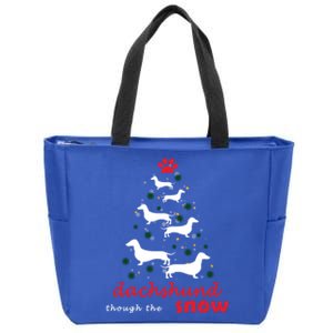 Dachshund Through Snow Costume Funny Dog Christmas Tree Cool Gift Zip Tote Bag