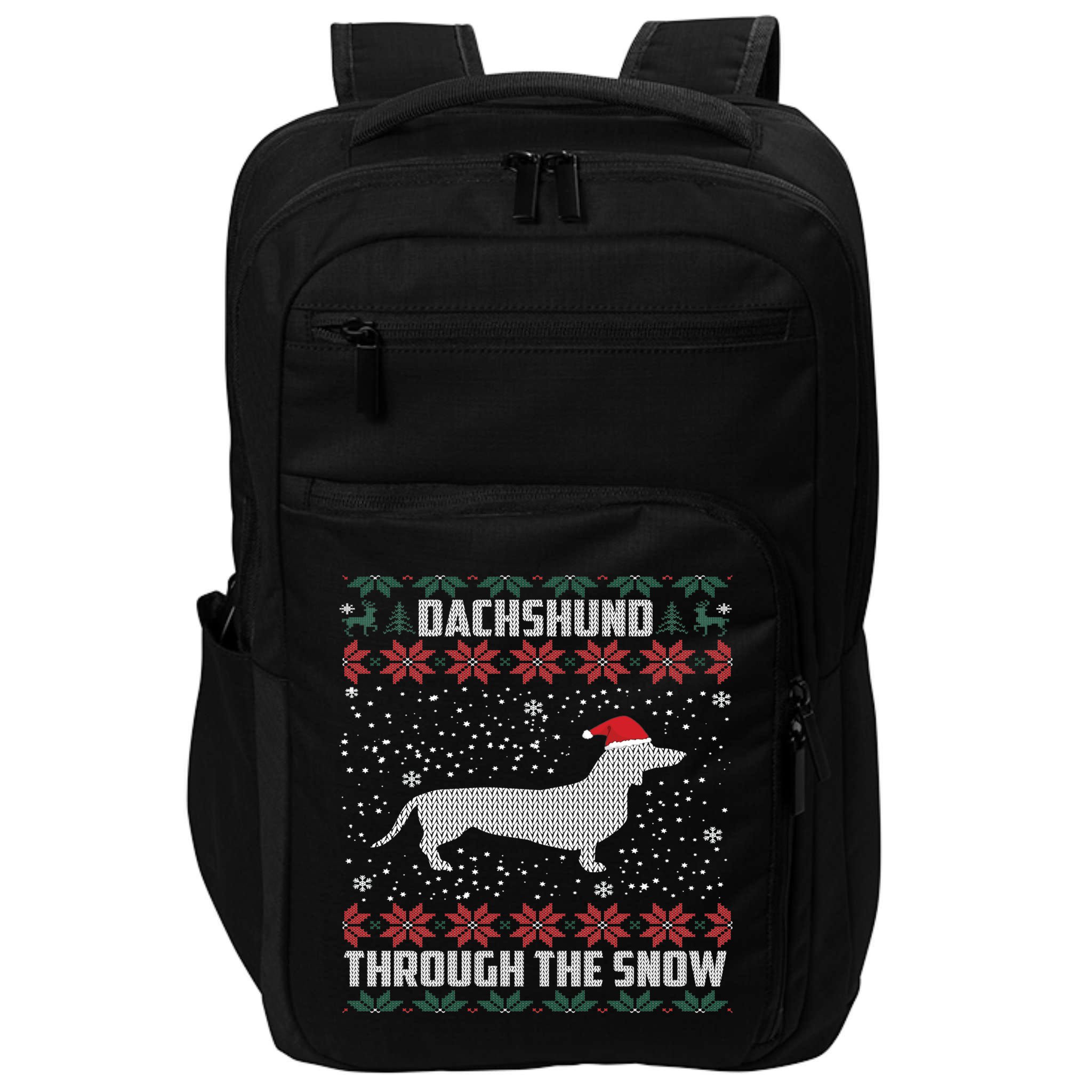 Dachshund Through The Snow Ugly Christmas Gift Impact Tech Backpack