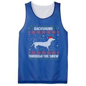 Dachshund Through The Snow Ugly Christmas Gift Mesh Reversible Basketball Jersey Tank