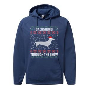 Dachshund Through The Snow Ugly Christmas Gift Performance Fleece Hoodie