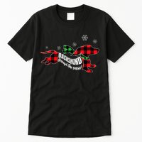 Dachshund Through The Snow Doxie Dog Plaid Christmas Gift Tall T-Shirt