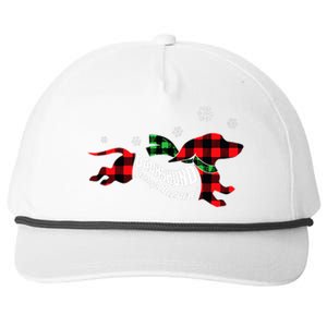 Dachshund Through The Snow Doxie Dog Plaid Christmas Gift Snapback Five-Panel Rope Hat