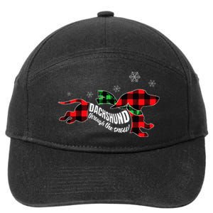 Dachshund Through The Snow Doxie Dog Plaid Christmas Gift 7-Panel Snapback Hat