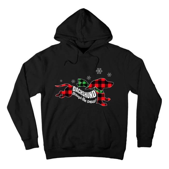 Dachshund Through The Snow Doxie Dog Plaid Christmas Gift Tall Hoodie