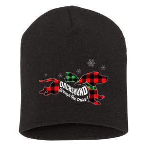 Dachshund Through The Snow Doxie Dog Plaid Christmas Gift Short Acrylic Beanie