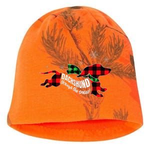 Dachshund Through The Snow Doxie Dog Plaid Christmas Gift Kati - Camo Knit Beanie