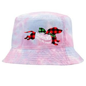 Dachshund Through The Snow Doxie Dog Plaid Christmas Gift Tie-Dyed Bucket Hat