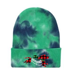 Dachshund Through The Snow Doxie Dog Plaid Christmas Gift Tie Dye 12in Knit Beanie