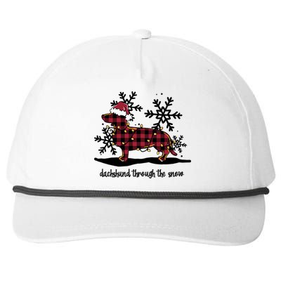 Dachshund Through The White Snow Retro Dachshund Lover Owner Great Gift Snapback Five-Panel Rope Hat