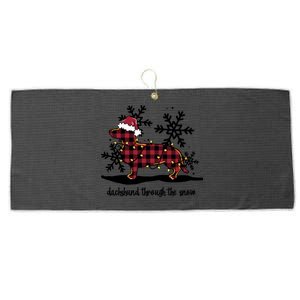 Dachshund Through The White Snow Retro Dachshund Lover Owner Great Gift Large Microfiber Waffle Golf Towel