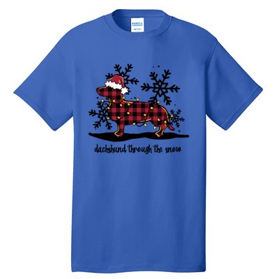 Dachshund Through The White Snow Retro Dachshund Lover Owner Great Gift Tall T-Shirt