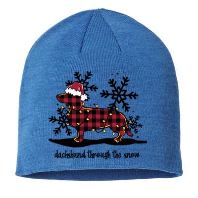 Dachshund Through The White Snow Retro Dachshund Lover Owner Great Gift Sustainable Beanie