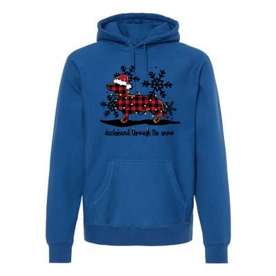 Dachshund Through The White Snow Retro Dachshund Lover Owner Great Gift Premium Hoodie