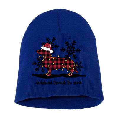 Dachshund Through The White Snow Retro Dachshund Lover Owner Great Gift Short Acrylic Beanie