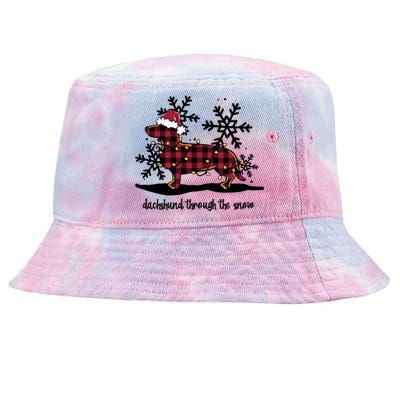 Dachshund Through The White Snow Retro Dachshund Lover Owner Great Gift Tie-Dyed Bucket Hat