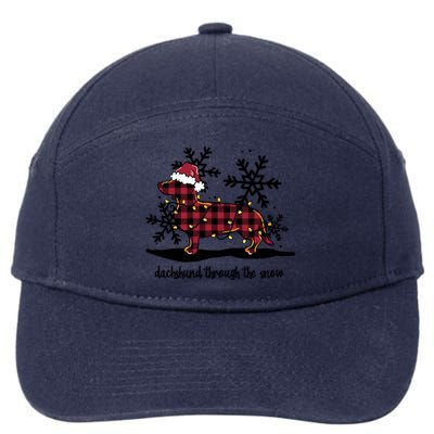 Dachshund Through The White Snow Retro Dachshund Lover Owner Great Gift 7-Panel Snapback Hat