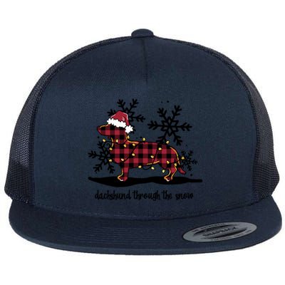 Dachshund Through The White Snow Retro Dachshund Lover Owner Great Gift Flat Bill Trucker Hat