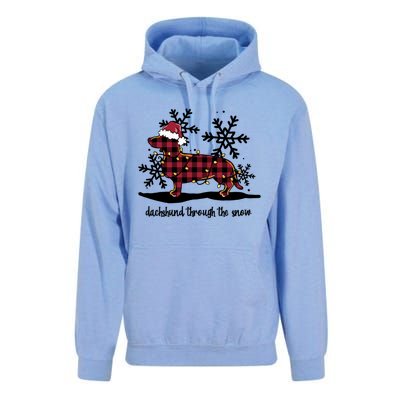 Dachshund Through The White Snow Retro Dachshund Lover Owner Great Gift Unisex Surf Hoodie